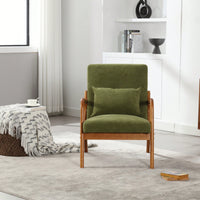 Contemporary Accent Chair With Solid Wood Frame And Pillow For Living Room, Bedroom, Or Guest Room - Beige Lounge Armchair