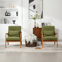 Contemporary Accent Chair With Solid Wood Frame And Pillow For Living Room, Bedroom, Or Guest Room - Beige Lounge Armchair