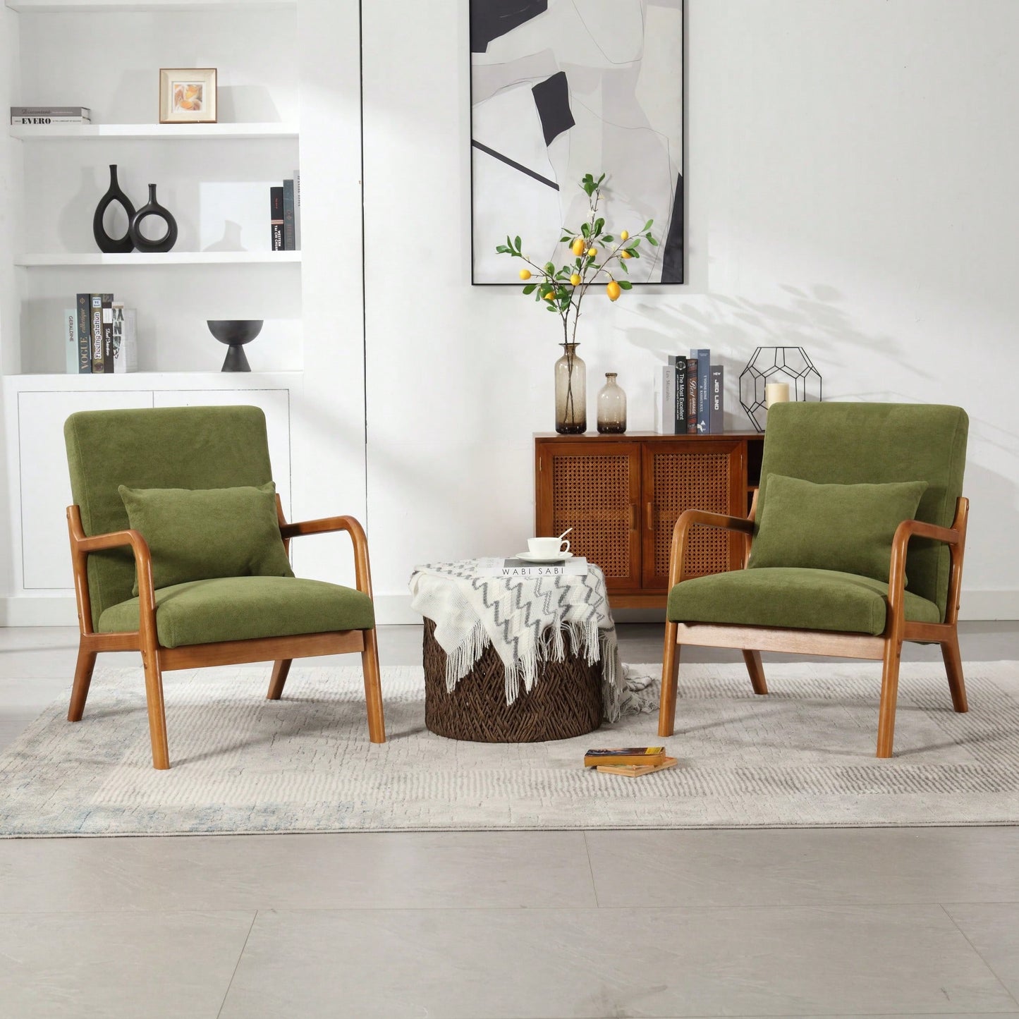Contemporary Accent Chair With Solid Wood Frame And Pillow For Living Room, Bedroom, Or Guest Room - Beige Lounge Armchair