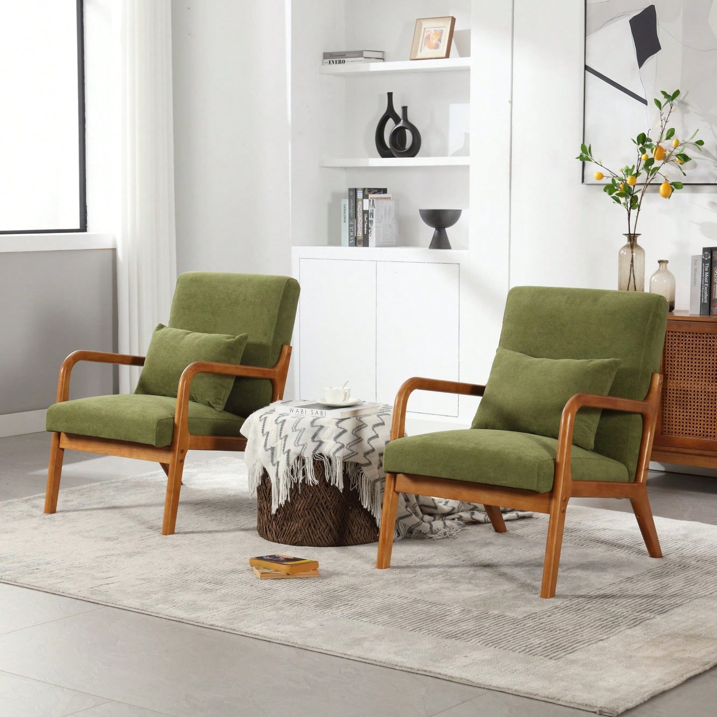 Contemporary Accent Chair With Solid Wood Frame And Pillow For Living Room, Bedroom, Or Guest Room - Beige Lounge Armchair