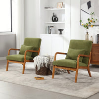 Contemporary Accent Chair With Solid Wood Frame And Pillow For Living Room, Bedroom, Or Guest Room - Beige Lounge Armchair