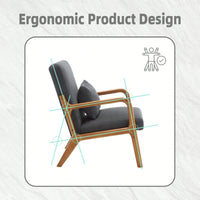 Contemporary Accent Chair With Solid Wood Frame And Pillow For Living Room, Bedroom, Or Guest Room - Beige Lounge Armchair