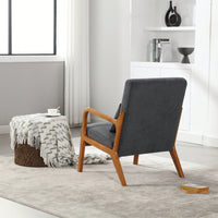 Contemporary Accent Chair With Solid Wood Frame And Pillow For Living Room, Bedroom, Or Guest Room - Beige Lounge Armchair