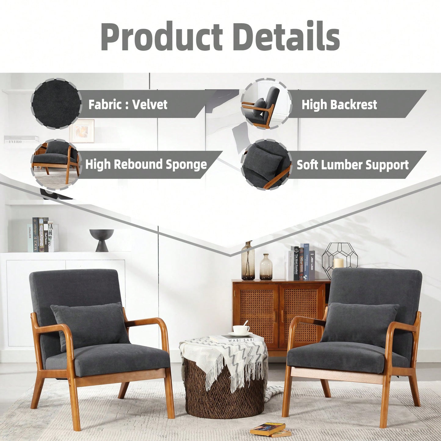 Contemporary Accent Chair With Solid Wood Frame And Pillow For Living Room, Bedroom, Or Guest Room - Beige Lounge Armchair