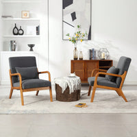 Contemporary Accent Chair With Solid Wood Frame And Pillow For Living Room, Bedroom, Or Guest Room - Beige Lounge Armchair