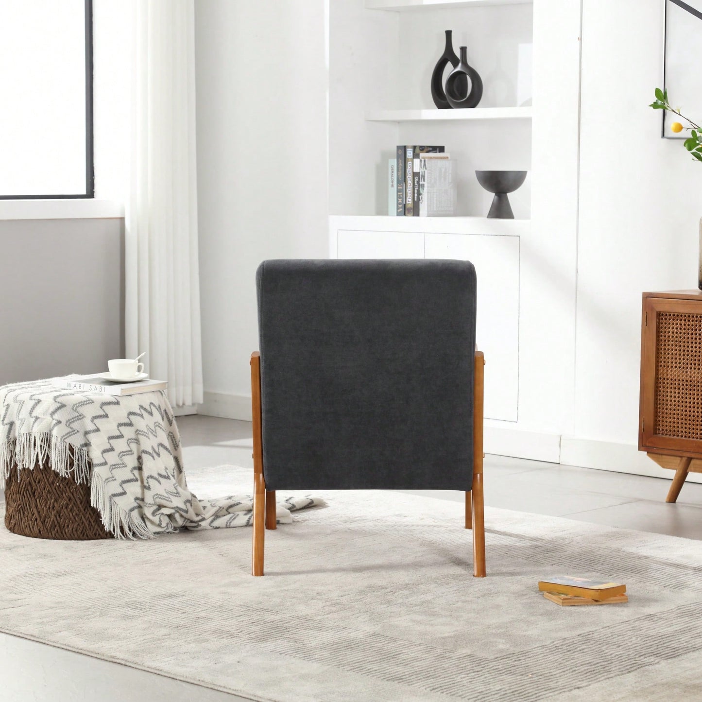 Contemporary Accent Chair With Solid Wood Frame And Pillow For Living Room, Bedroom, Or Guest Room - Beige Lounge Armchair