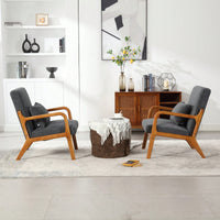 Contemporary Accent Chair With Solid Wood Frame And Pillow For Living Room, Bedroom, Or Guest Room - Beige Lounge Armchair