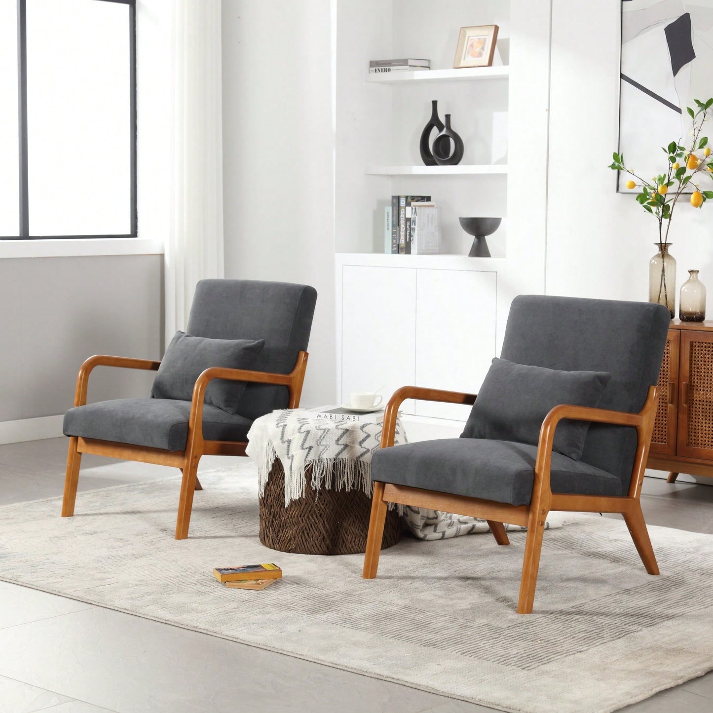 Contemporary Accent Chair With Solid Wood Frame And Pillow For Living Room, Bedroom, Or Guest Room - Beige Lounge Armchair