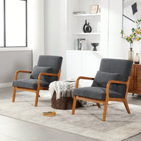 Contemporary Accent Chair With Solid Wood Frame And Pillow For Living Room, Bedroom, Or Guest Room - Beige Lounge Armchair