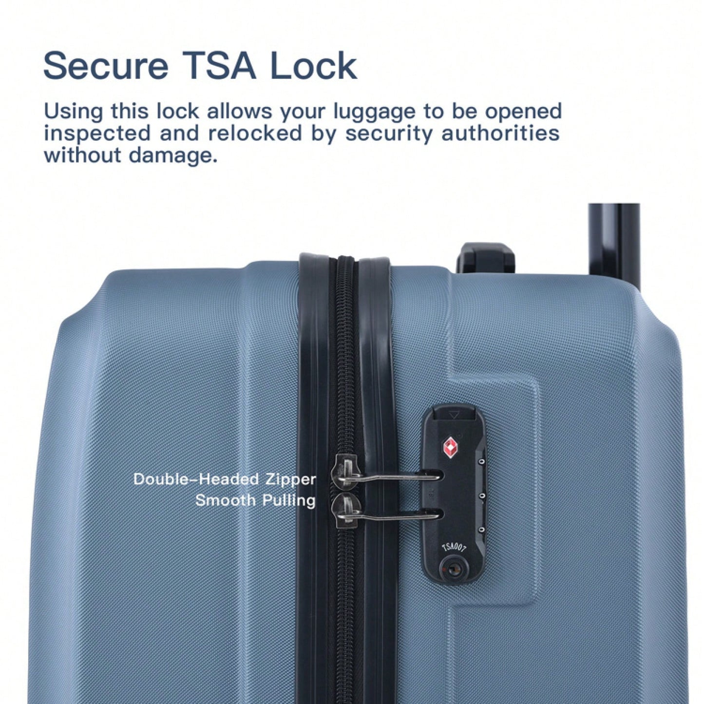 Lightweight 3-Piece ABS Luggage Set With Spinner Wheels, TSA Lock & Double Hooks - 20"/24"/28" - Stylish Blue Travel Suitcases