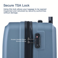 Lightweight 3-Piece ABS Luggage Set With Spinner Wheels, TSA Lock & Double Hooks - 20"/24"/28" - Stylish Blue Travel Suitcases