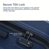 Lightweight 3-Piece ABS Luggage Set With Spinner Wheels, TSA Lock & Double Hooks - 20"/24"/28" - Stylish Blue Travel Suitcases