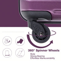 Lightweight Expandable 3-Piece Luggage Set – Durable Suitcases With Two Hooks, Spinner Wheels, TSA Lock, Dark Purple (21/25/29)