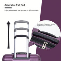 Lightweight Expandable 3-Piece Luggage Set – Durable Suitcases With Two Hooks, Spinner Wheels, TSA Lock, Dark Purple (21/25/29)
