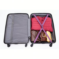 Lightweight Expandable 3-Piece Luggage Set – Durable Suitcases With Two Hooks, Spinner Wheels, TSA Lock, Dark Purple (21/25/29)