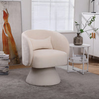 Stylish Swivel Accent Armchair With Round Barrel Design, Cozy Fabric Seating For Living Room Or Bedroom - Beige