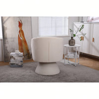 Stylish Swivel Accent Armchair With Round Barrel Design, Cozy Fabric Seating For Living Room Or Bedroom - Beige