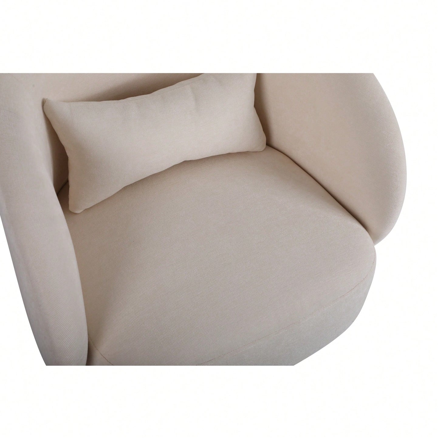 Stylish Swivel Accent Armchair With Round Barrel Design, Cozy Fabric Seating For Living Room Or Bedroom - Beige