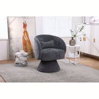 Stylish Swivel Accent Armchair With Round Barrel Design, Cozy Fabric Seating For Living Room Or Bedroom - Beige