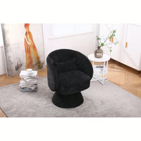 Stylish Swivel Accent Armchair With Round Barrel Design, Cozy Fabric Seating For Living Room Or Bedroom - Beige