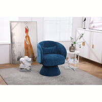 Stylish Swivel Accent Armchair With Round Barrel Design, Cozy Fabric Seating For Living Room Or Bedroom - Beige