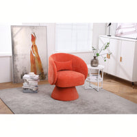 Stylish Swivel Accent Armchair With Round Barrel Design, Cozy Fabric Seating For Living Room Or Bedroom - Beige