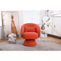 Stylish Swivel Accent Armchair With Round Barrel Design, Cozy Fabric Seating For Living Room Or Bedroom - Beige