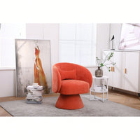 Stylish Swivel Accent Armchair With Round Barrel Design, Cozy Fabric Seating For Living Room Or Bedroom - Beige