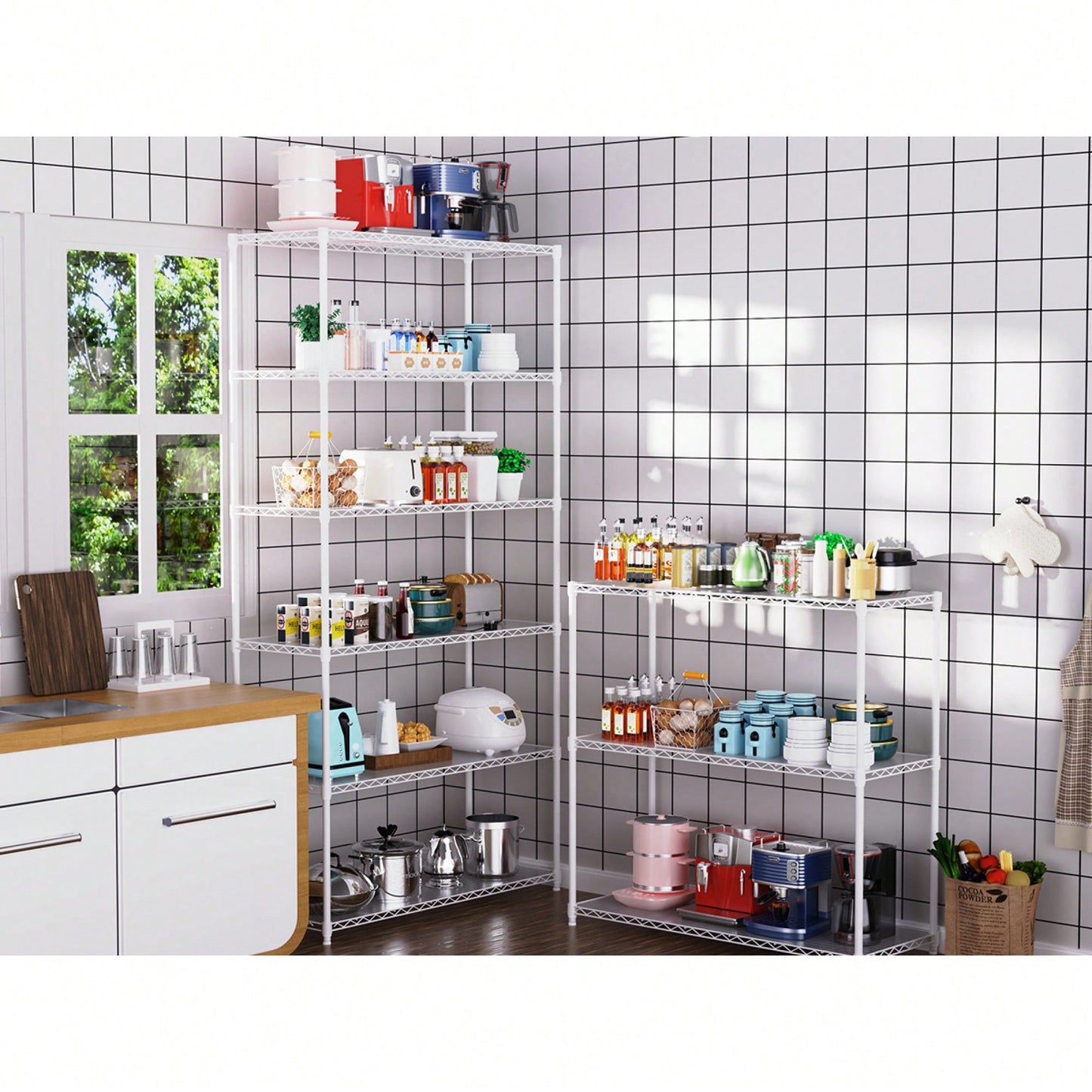 Versatile 2 Pack 3 Tier Wire Shelving Units For Home And Kitchen Organization