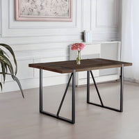 55 Inch Rustic Industrial Dining Table for 4-6 Thick Wood Top Black Metal Legs Ideal for Kitchen or Living Room