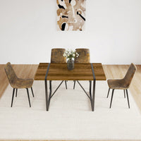 55 Inch Rustic Industrial Dining Table for 4-6 Thick Wood Top Black Metal Legs Ideal for Kitchen or Living Room