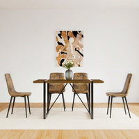 55 Inch Rustic Industrial Dining Table for 4-6 Thick Wood Top Black Metal Legs Ideal for Kitchen or Living Room