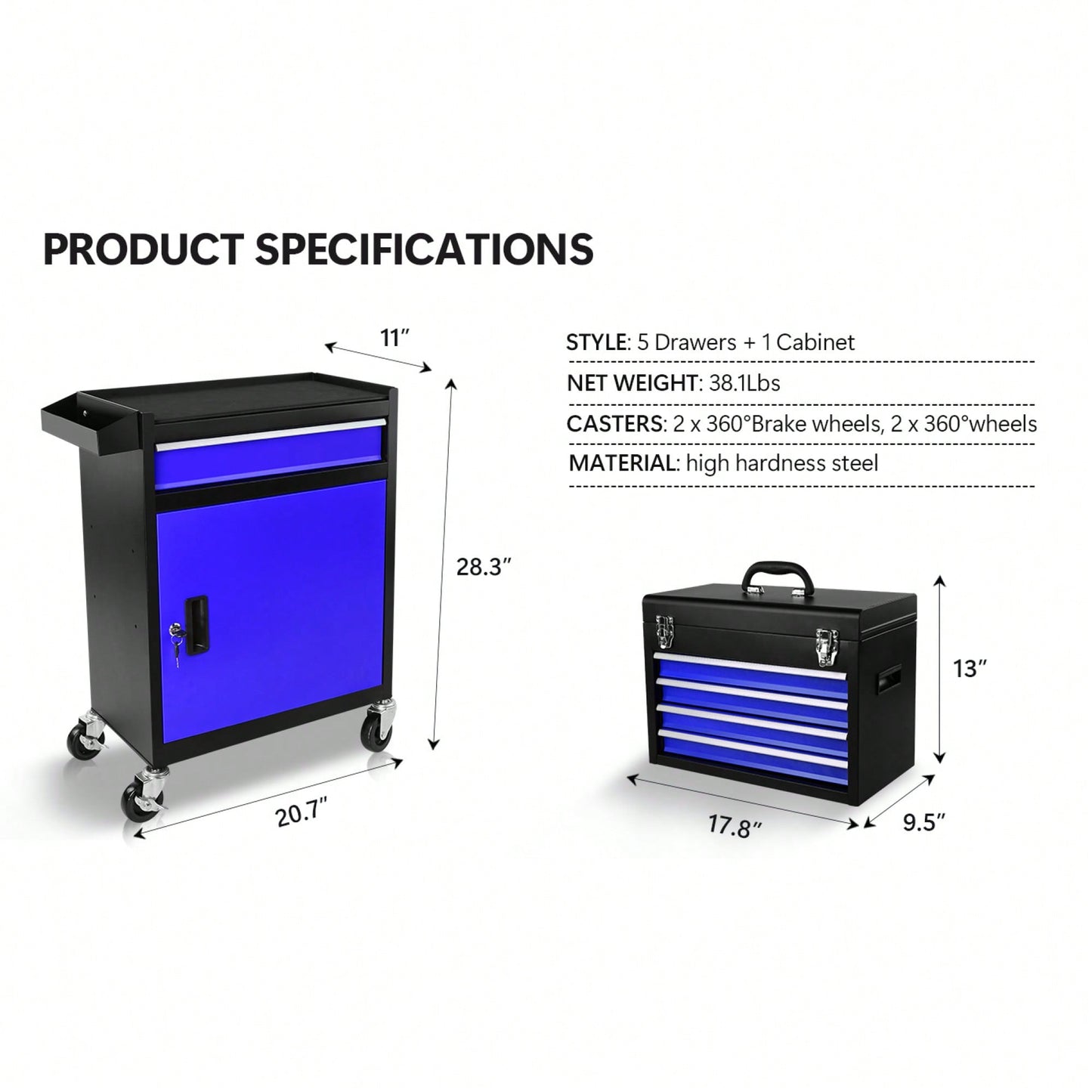 Versatile 5-Drawer Tool Chest With Detachable Storage Cabinet And Organizer – Ideal For Garage And Workshop Use