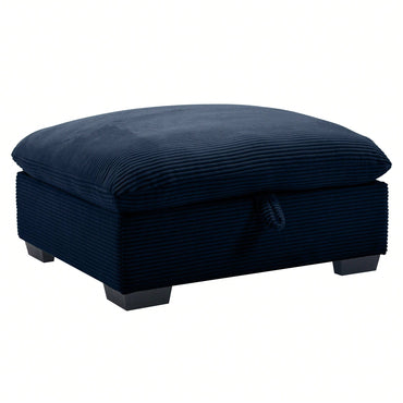 Elevate Your Living Space With Blue Corduroy Fabric Ottomans - Perfect Footrest For 2, 3, Or 4 Seater Sofas