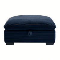 Elevate Your Living Space With Blue Corduroy Fabric Ottomans - Perfect Footrest For 2, 3, Or 4 Seater Sofas