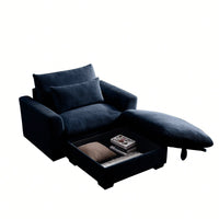 Elevate Your Living Space With Blue Corduroy Fabric Ottomans - Perfect Footrest For 2, 3, Or 4 Seater Sofas