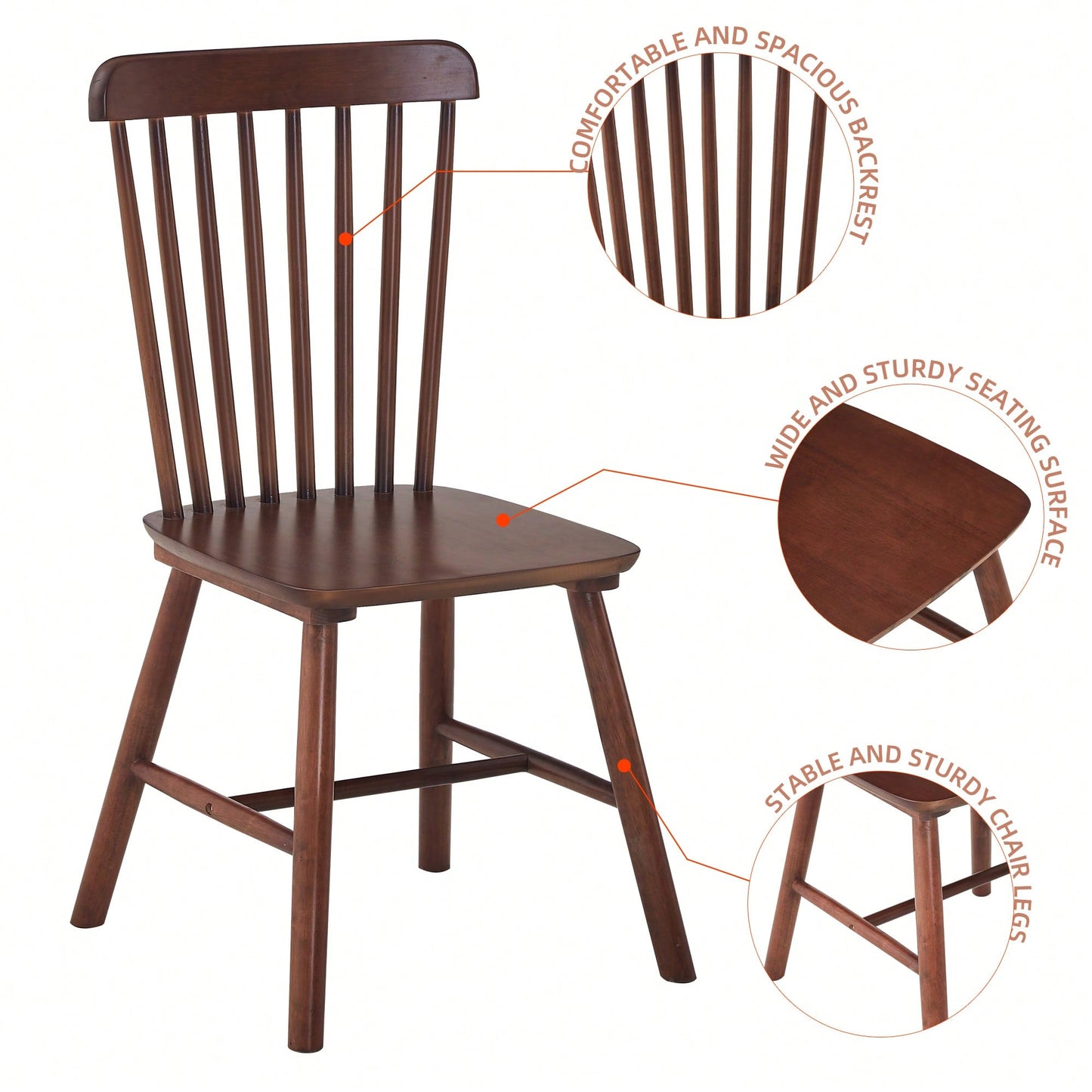 Set Of 4 White Solid Wood Dining Chairs - Simple Natural Design For Dining Room And Living Space