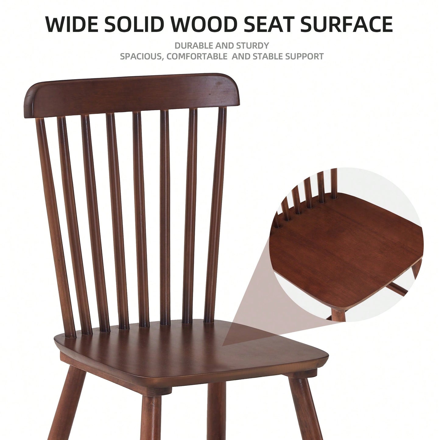 Set Of 4 White Solid Wood Dining Chairs - Simple Natural Design For Dining Room And Living Space