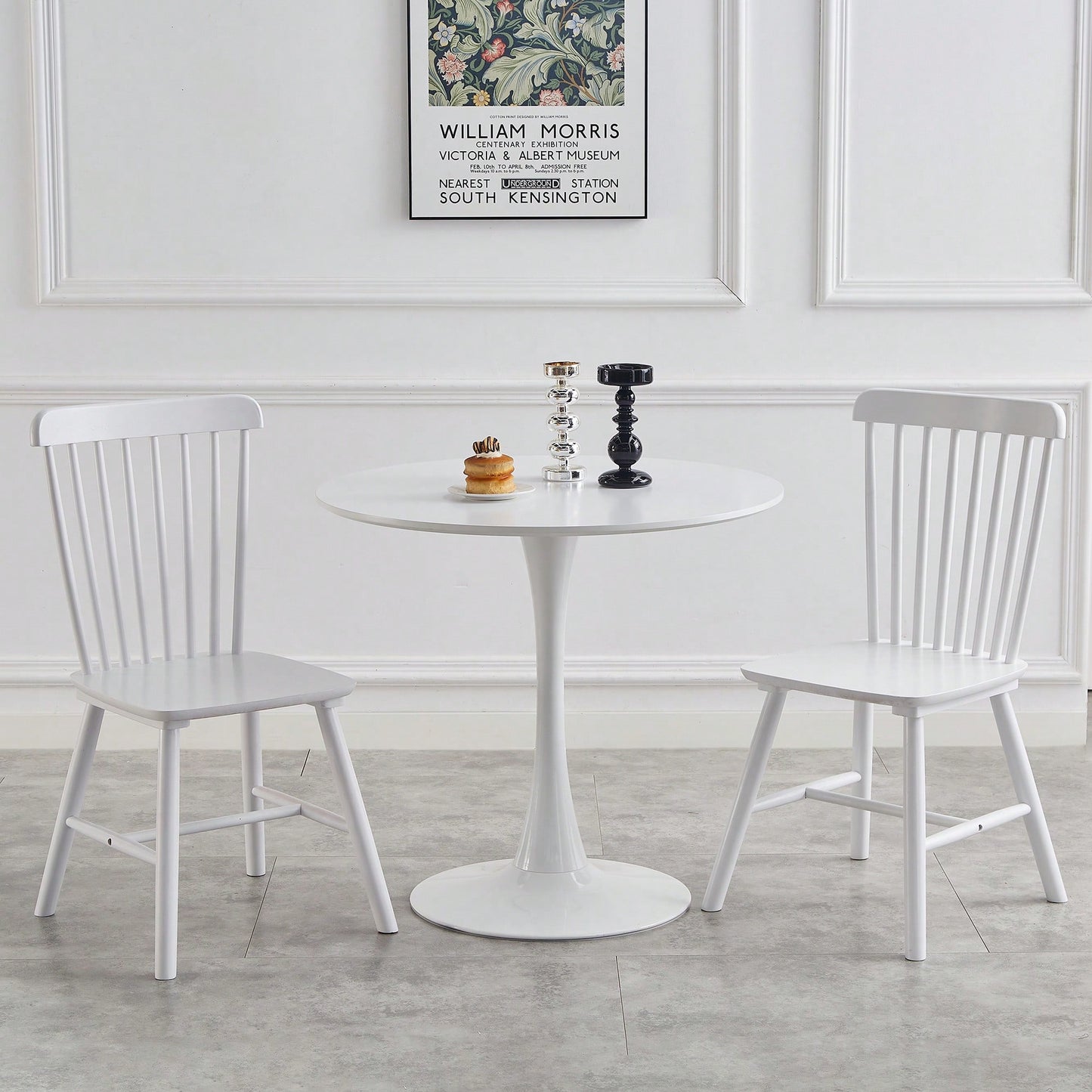 Set Of 4 White Solid Wood Dining Chairs - Simple Natural Design For Dining Room And Living Space