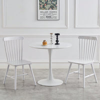 Set Of 4 White Solid Wood Dining Chairs - Simple Natural Design For Dining Room And Living Space