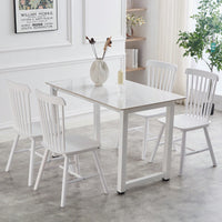 Set Of 4 White Solid Wood Dining Chairs - Simple Natural Design For Dining Room And Living Space