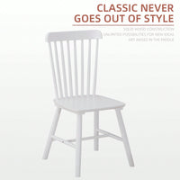 Set Of 4 White Solid Wood Dining Chairs - Simple Natural Design For Dining Room And Living Space
