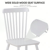 Set Of 4 White Solid Wood Dining Chairs - Simple Natural Design For Dining Room And Living Space