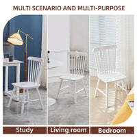 Set Of 4 White Solid Wood Dining Chairs - Simple Natural Design For Dining Room And Living Space