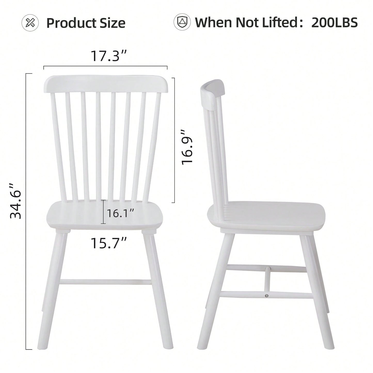 Set Of 4 White Solid Wood Dining Chairs - Simple Natural Design For Dining Room And Living Space