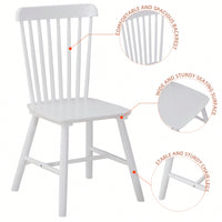 Set Of 4 White Solid Wood Dining Chairs - Simple Natural Design For Dining Room And Living Space
