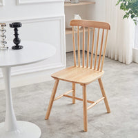 Set Of 4 White Solid Wood Dining Chairs - Simple Natural Design For Dining Room And Living Space