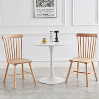 Set Of 4 White Solid Wood Dining Chairs - Simple Natural Design For Dining Room And Living Space