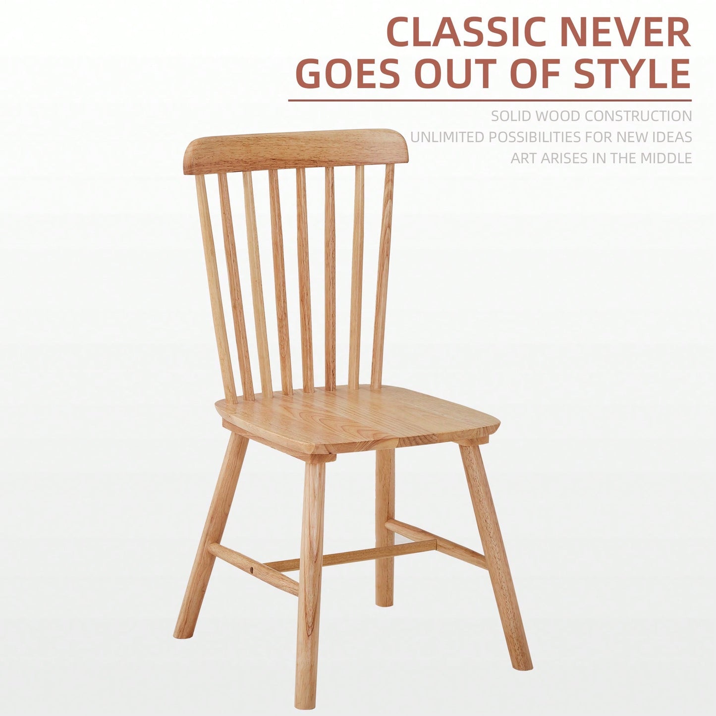 Set Of 4 White Solid Wood Dining Chairs - Simple Natural Design For Dining Room And Living Space