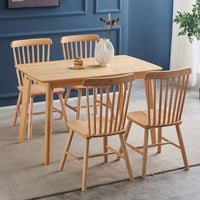 Set Of 4 White Solid Wood Dining Chairs - Simple Natural Design For Dining Room And Living Space